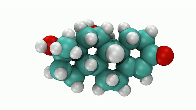 CGI显示一种合成代谢类固醇氟氧甲酮的三维分子模型视频素材