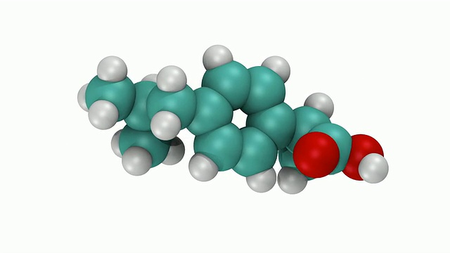 CGI显示布洛芬、雅维或布洛芬的三维分子模型视频素材