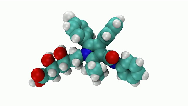 三维立体的胆固醇药物阿托伐他汀和立普妥的三维分子模型视频素材