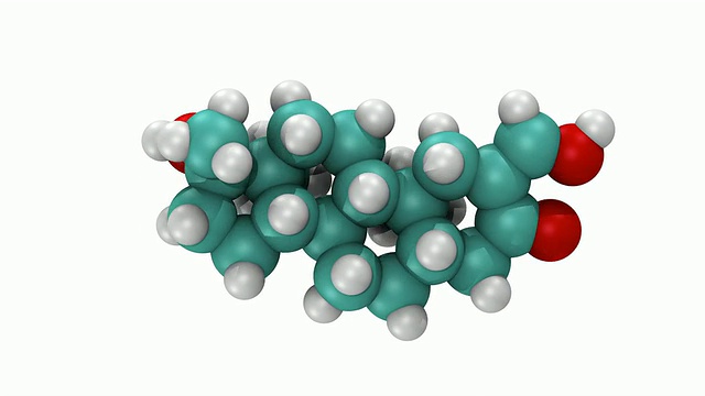 CGI显示了羟甲酮的三维分子模型，一种合成代谢类固醇视频素材