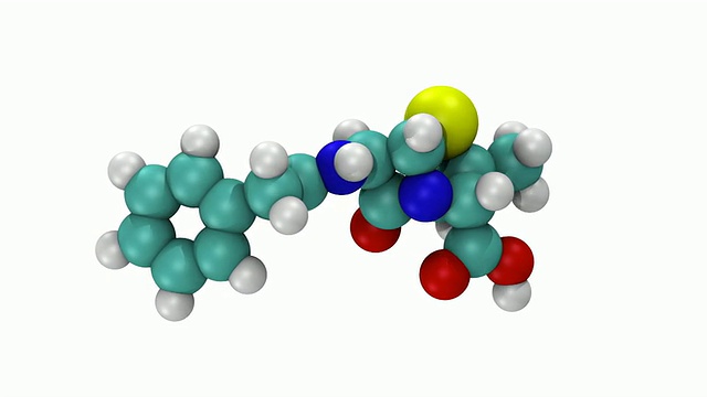 CGI显示了充满空间的抗生素青霉素的三维分子模型视频素材