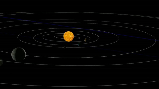 太阳系的CGI动画显示行星围绕太阳旋转视频下载