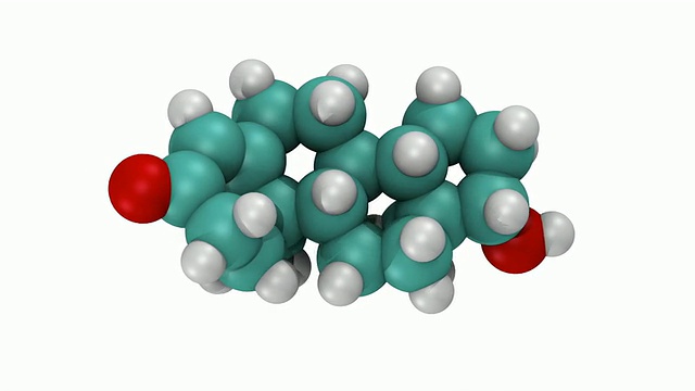 CGI显示了充满空间的男性激素，睾丸激素的三维分子模型视频素材