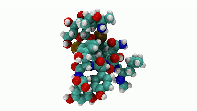 CGI显示了抗生素万古霉素的三维分子模型视频素材