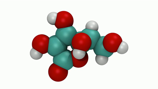 三维立体的维生素C分子模型视频素材