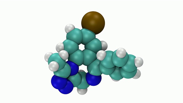 CGI显示阿普唑仑的三维分子模型视频素材