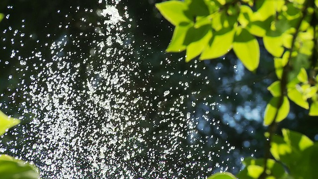 高清多莉:喷泉水滴在阳光视频素材