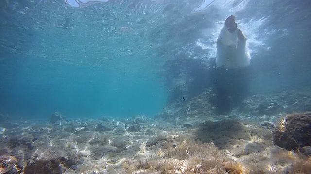 高清慢动作:男子跳入水中视频素材