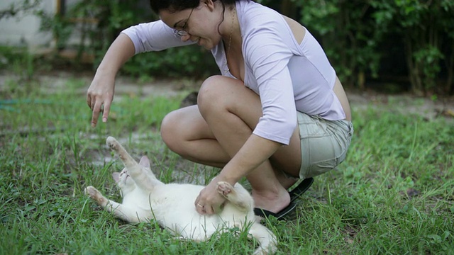 猫和女人视频素材