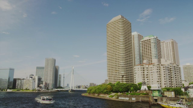 住田川河观光船视频素材