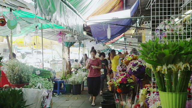 Pak Klong Talad花卉市场视频素材