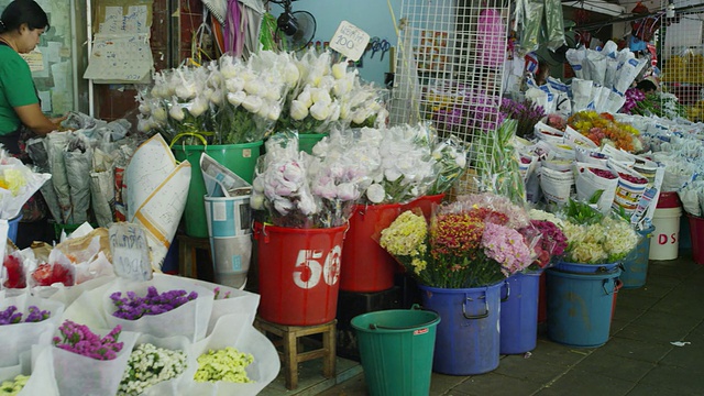 Pak Klong Talad花卉市场视频素材