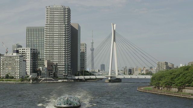 住田川河观光船视频素材