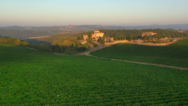 基安蒂葡萄园和传统的托斯卡纳乡村别墅在Castello di Brolio /锡耶纳，托斯卡纳，意大利视频素材