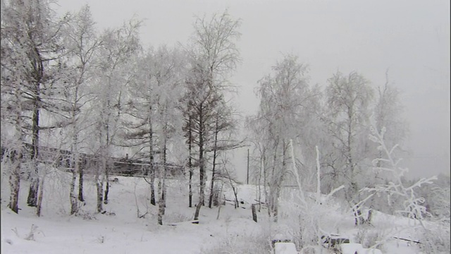 在俄罗斯，大雪覆盖了一个村庄。/莫斯科，俄罗斯联邦视频素材