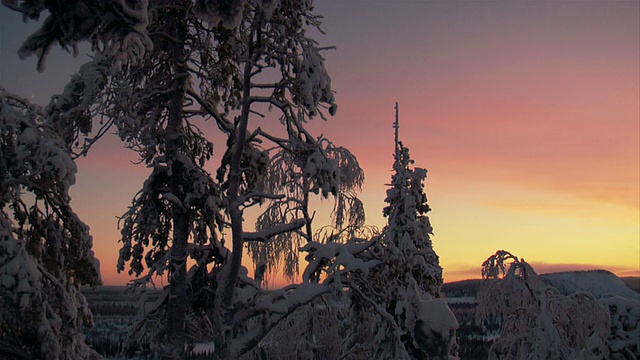 W/S Winter Fjeld在夕阳下视频素材