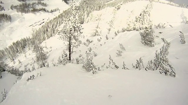 一个滑雪者在冬天在白雪覆盖的山上滑雪的视频。-模型发布-高清视频素材