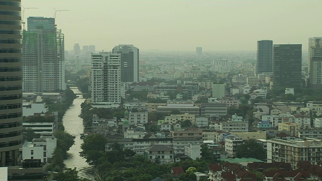 封锁拍摄鸟瞰图曼谷城市泰国视频素材