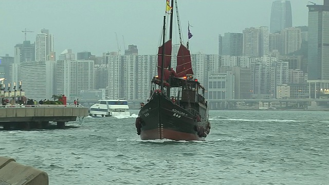 中国广东省香港仔港的Shot Ferry被拉回视频素材