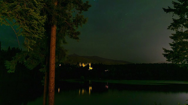 山湖上星星的时间流逝视频素材