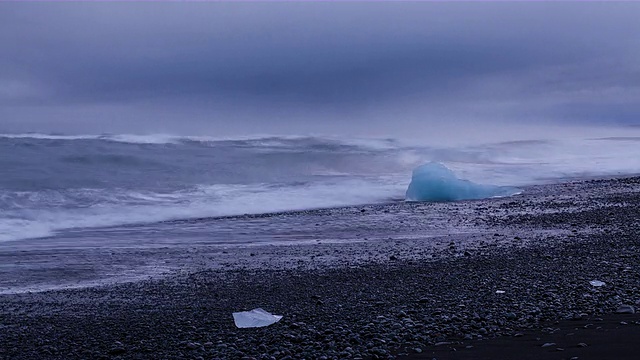 时间流逝Jokulsarlon海滩，冰岛，欧洲视频素材