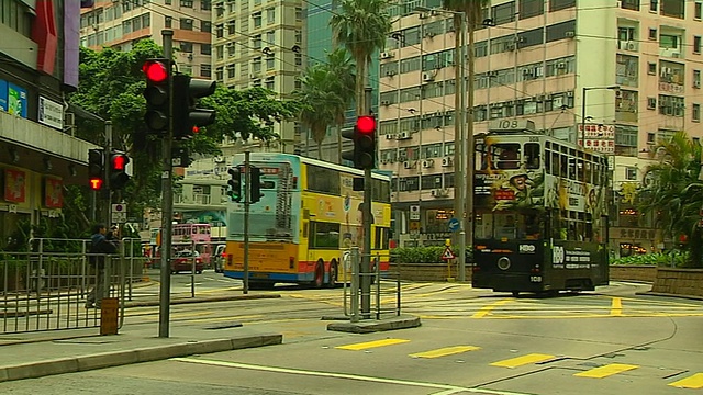 中景有轨电车经过中国香港及广东视频素材