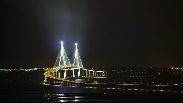 韩国仁川大桥WS T/L夜景视频素材