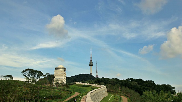 MS T/L要塞墙和n塔/首尔，韩国视频素材