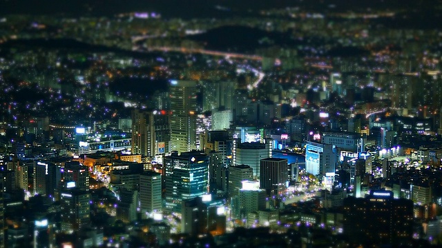 韩国首尔中部地区的MS T/L夜景视频素材