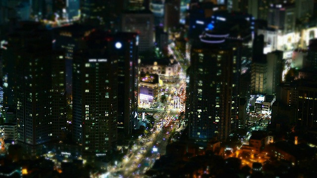 韩国首尔中部地区的MS T/L夜景视频素材