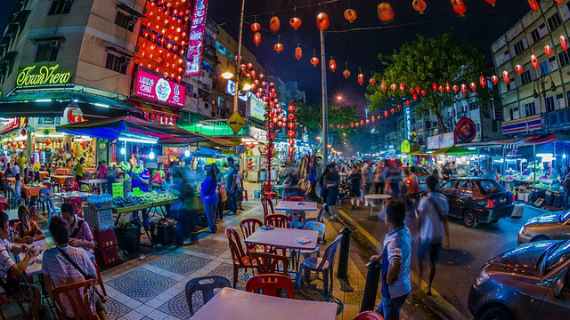 马来西亚吉隆坡，Jalan Alor和受欢迎的晚餐地点视频素材