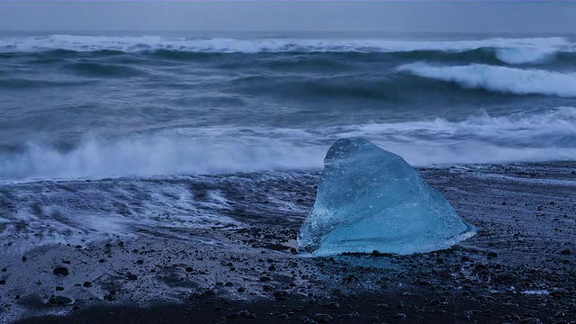 时间流逝Jokulsarlon海滩，冰岛南部，冰岛，欧洲视频素材