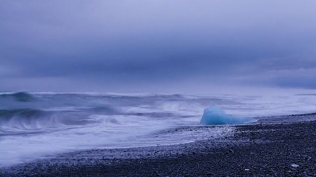 时间流逝Jokulsarlon海滩，冰岛南部，冰岛，欧洲视频素材