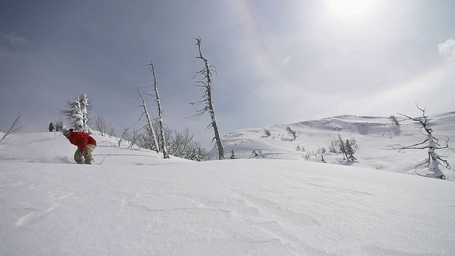 单板滑雪新雪转视频素材