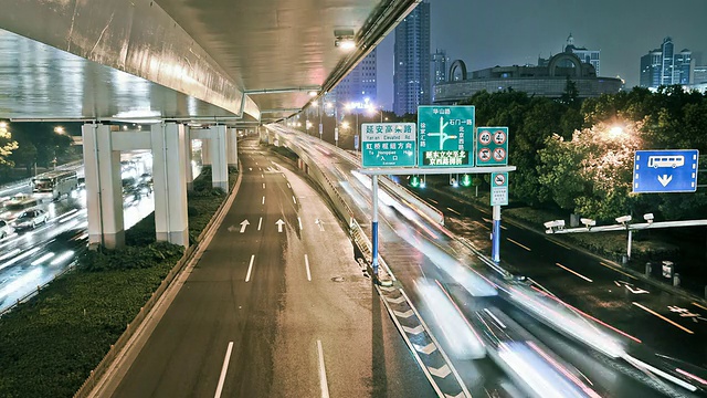 上海公路匝道的时间跨度视频素材