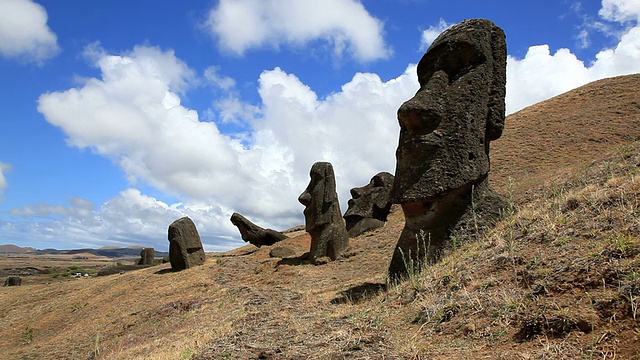 Rano Raraku Moais，复活节岛，智利视频素材