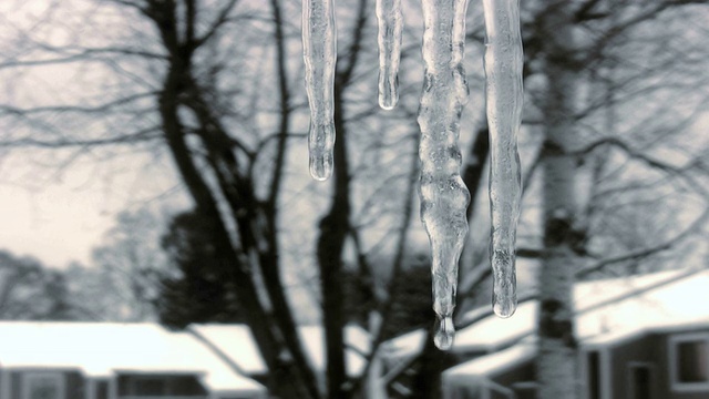 霜，冰，冰柱，冰，融化，自然，户外，雪，天气，冬天，视频素材