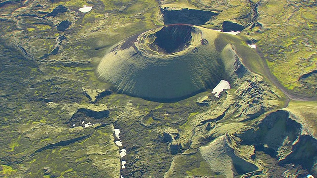 冰岛拉基火山和熔岩平原的WS AERIAL ZO视图视频素材