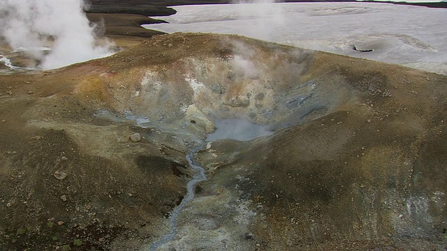 火山蒸汽/冰岛的WS AERIAL ZO视图视频素材