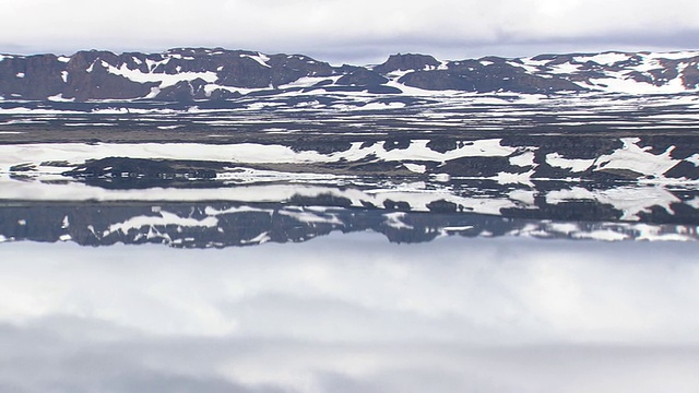 WS鸟瞰图的雪山山脉与湖泊在Askja /冰岛视频素材