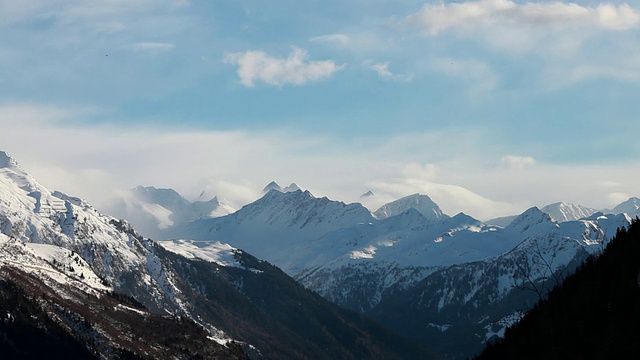 时间流逝的观点，云漂移雪山视频素材