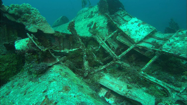 贝蒂轰炸机，Wing, Chuuk Lagoon，南太平洋视频素材