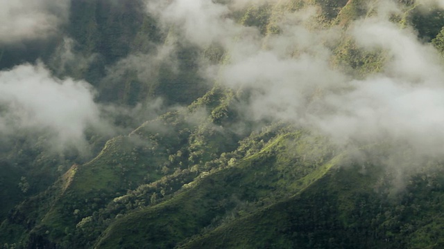 美国夏威夷考艾岛山谷/卡拉劳山谷云图视频素材