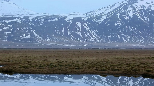 冰岛湖上的雪山倒影视频素材