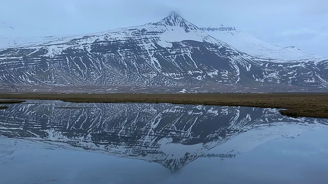 湖/冰岛雪山的倒影视频素材