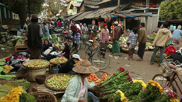 WS Street market / Prome, Pyay，缅甸视频素材