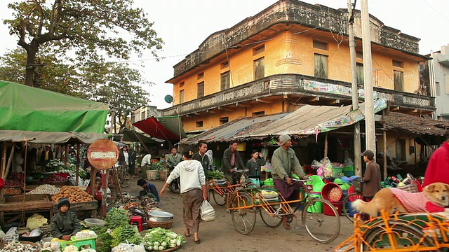 WS Street market / Prome, Pyay，缅甸视频素材