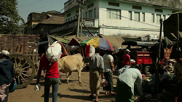 WS Street market / Prome, Pyay，缅甸视频素材