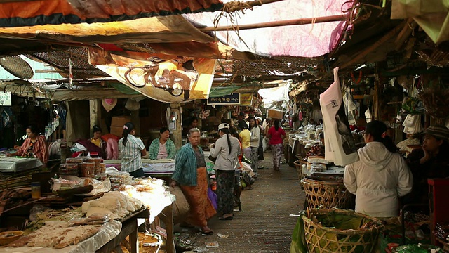 WS Street market / Prome, Pyay，缅甸视频素材