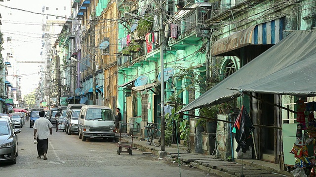 WS街景/仰光，仰光，缅甸视频素材